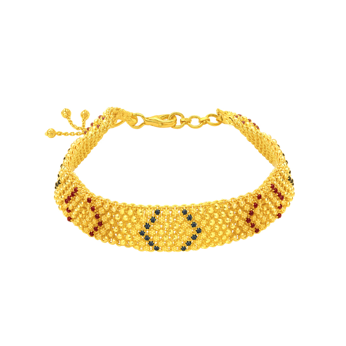 22K Gold Flat Meena Kari Bracelet
