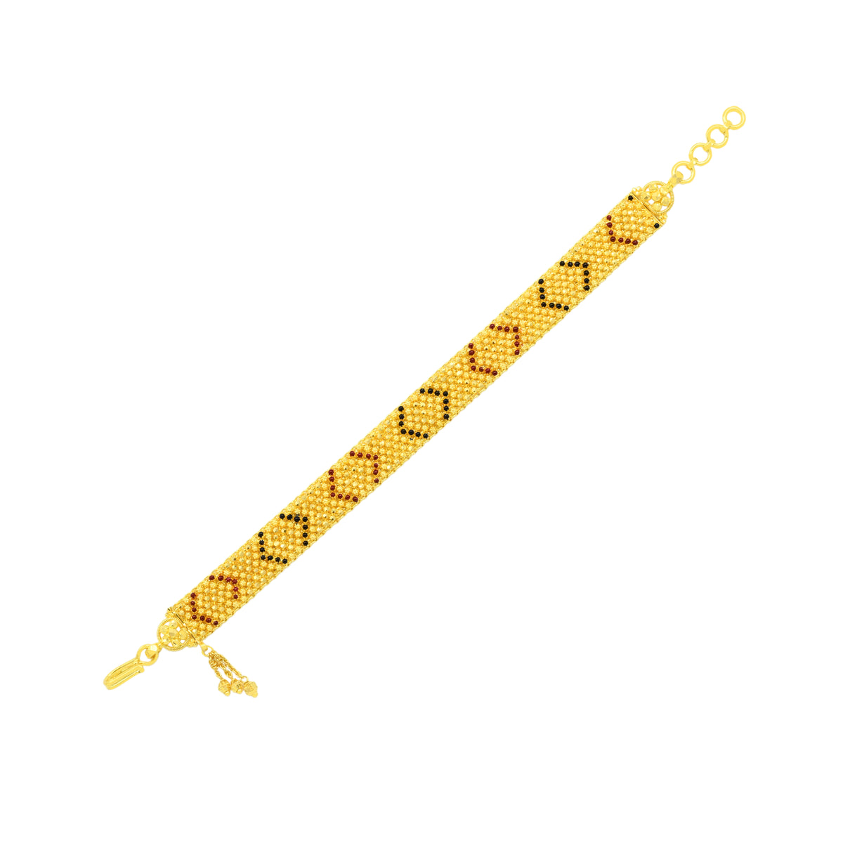 22K Gold Flat Meena Kari Bracelet