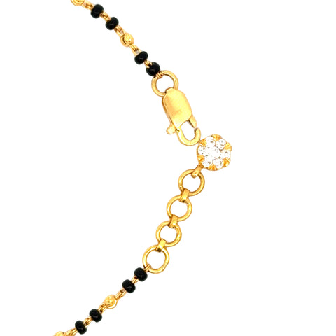 22k Yellow Cubic Zirconia Evil Eye Mangalsutra Bracelet measuring 2mm thickness x 7 inch length