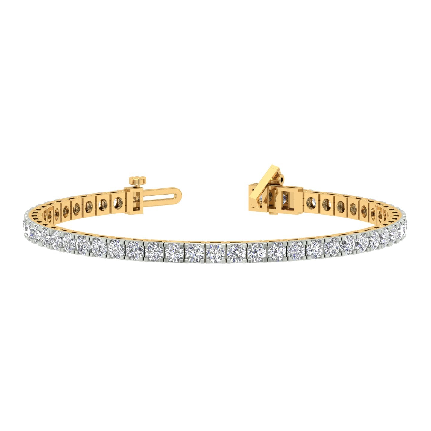 18k Yellow Gold and Diamond Tennis measuring 7 inches wide and total gold weight of 13.88g.