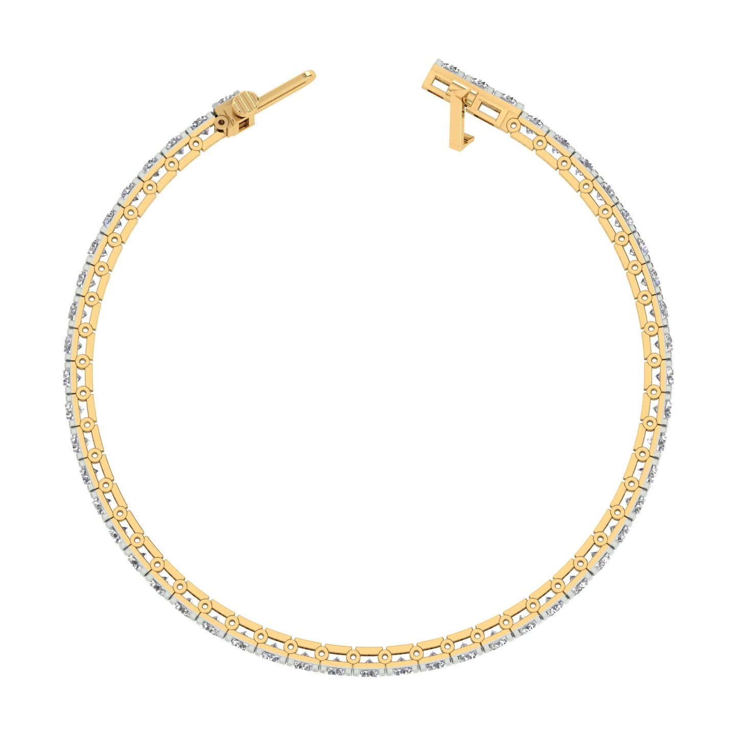 18k Yellow Gold and Diamond Tennis measuring 7 inches wide and total gold weight of 13.88g.