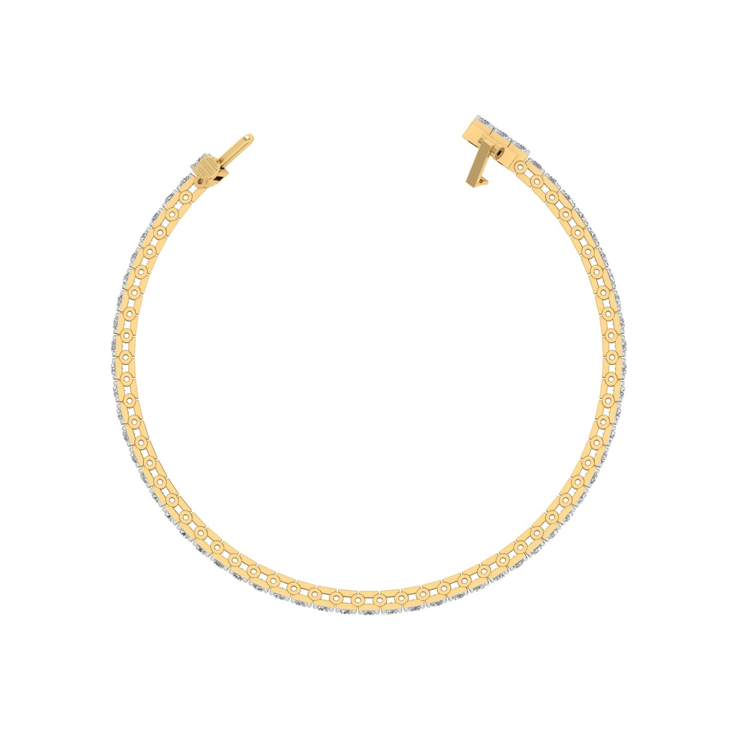 18k Yellow Gold and Diamond Tennis measuring 7 inches wide and total gold weight of 11.27g.