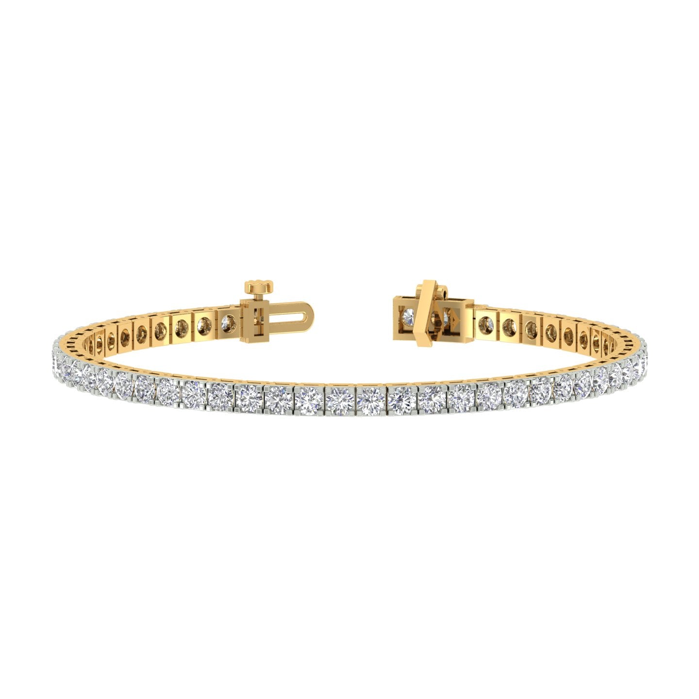 18k Yellow Gold and Diamond Tennis measuring 6.5 inches wide and total gold weight of 11.13g.