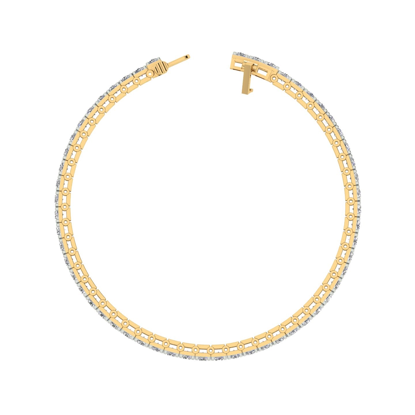 18k Yellow Gold and Diamond Tennis measuring 6.5 inches wide and total gold weight of 11.13g.