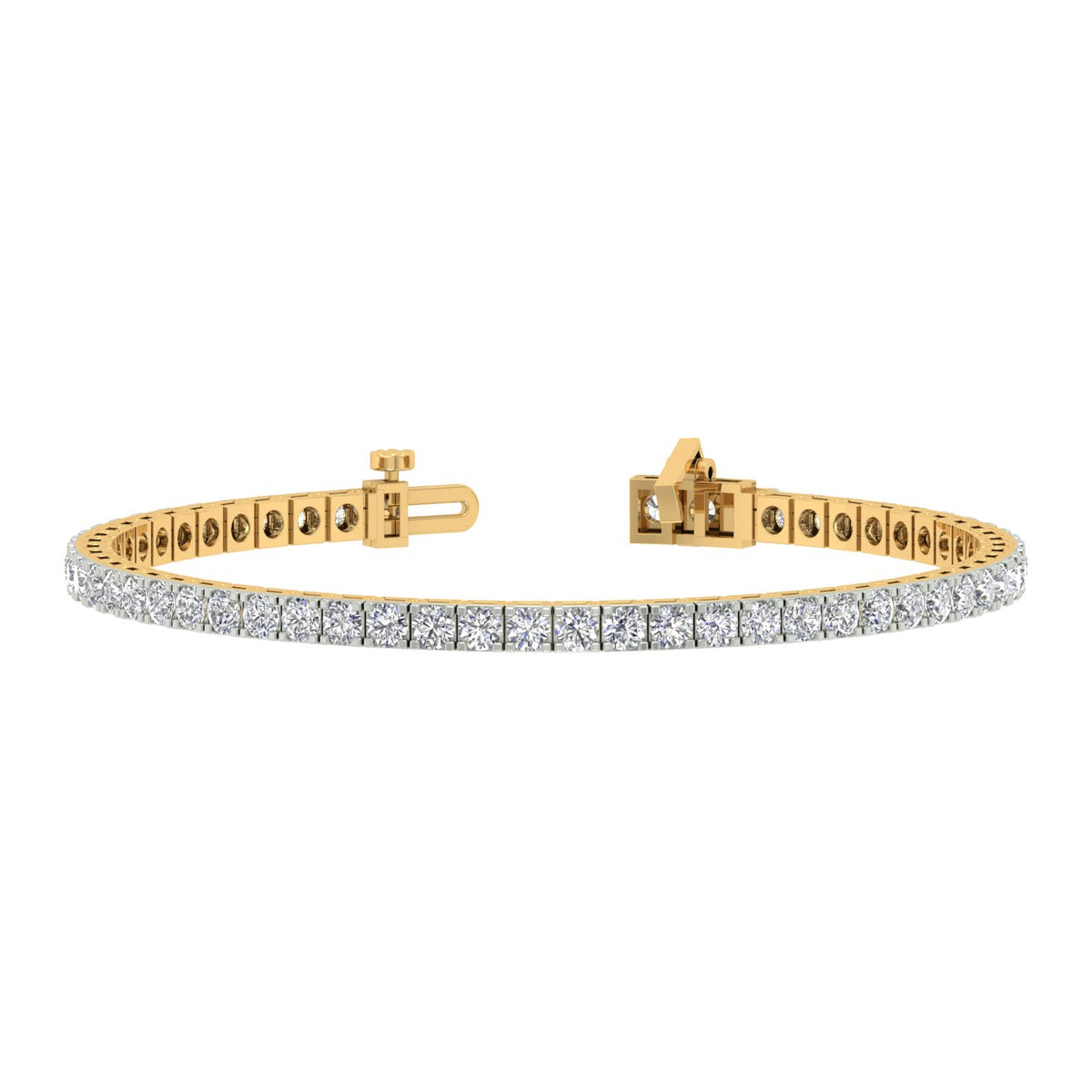 18k Yellow Gold and Diamond Tennis measuring 6.5 inches wide and total gold weight of 11.08g.