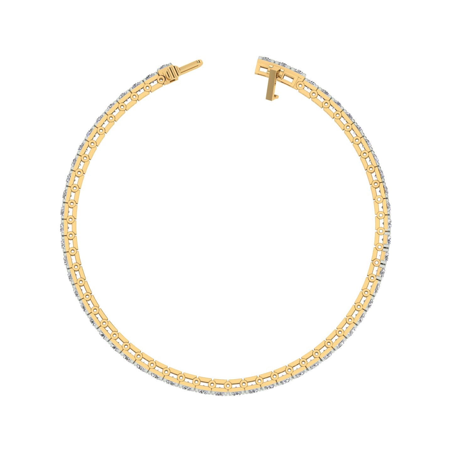 18k Yellow Gold and Diamond Tennis measuring 6.5 inches wide and total gold weight of 11.08g.