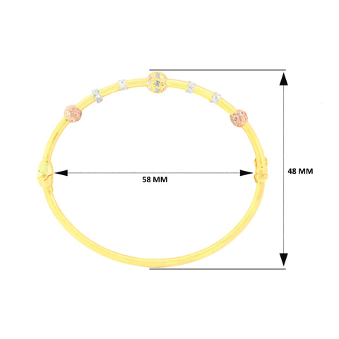 22K Three Tone Gold Ball-Bead Bracelets measuring 2.51mm thickness
