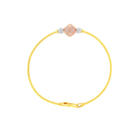 22K Three Tone Gold Ball-Bead Bracelet measuring 9mm thickness x 2.2inch length