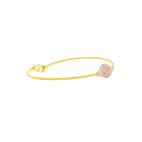 22K Three Tone Gold Ball-Bead Bracelet measuring 9mm thickness x 2.2inch length