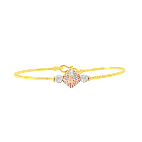 22K Three Tone Gold Ball-Bead Bracelet measuring 9mm thickness x 2.2inch length