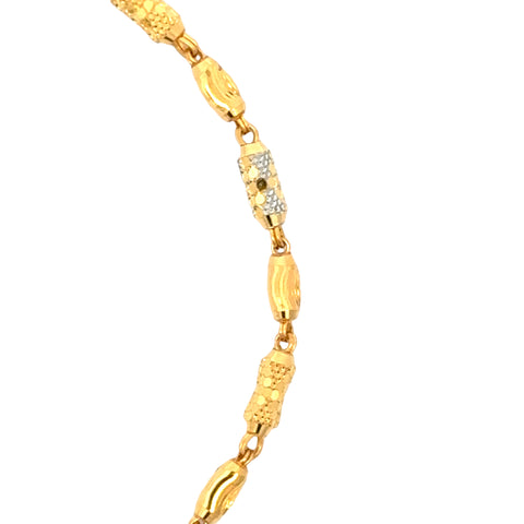 22k Two Tone Gold Ball-Bead Bracelet measuring 2.5mm thickness x 6.75 inch length