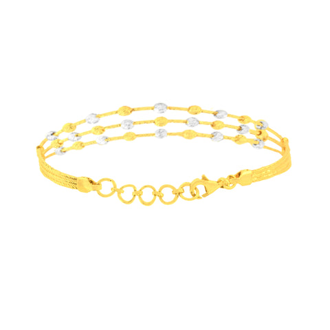 22K Two Tone Gold Fancy Ball-Bead Bracelet measuring 2.3mm thickness
