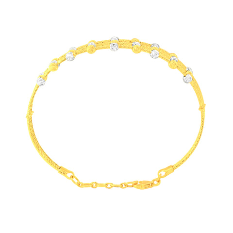 22K Two Tone Gold Fancy Ball-Bead Bracelet measuring 2.3mm thickness