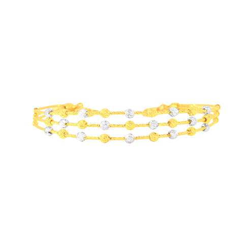 22K Two Tone Gold Fancy Ball-Bead Bracelet measuring 2.3mm thickness