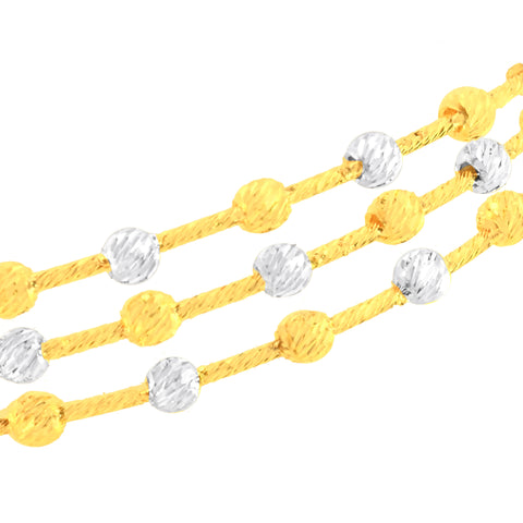 22K Two Tone Gold Fancy Ball-Bead Bracelet measuring 2.3mm thickness