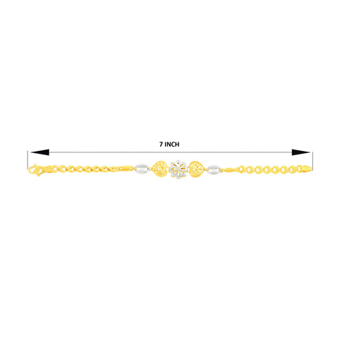 22K Two Tone Gold Charm Bracelet measuring 3mm thickness x 7 inch length