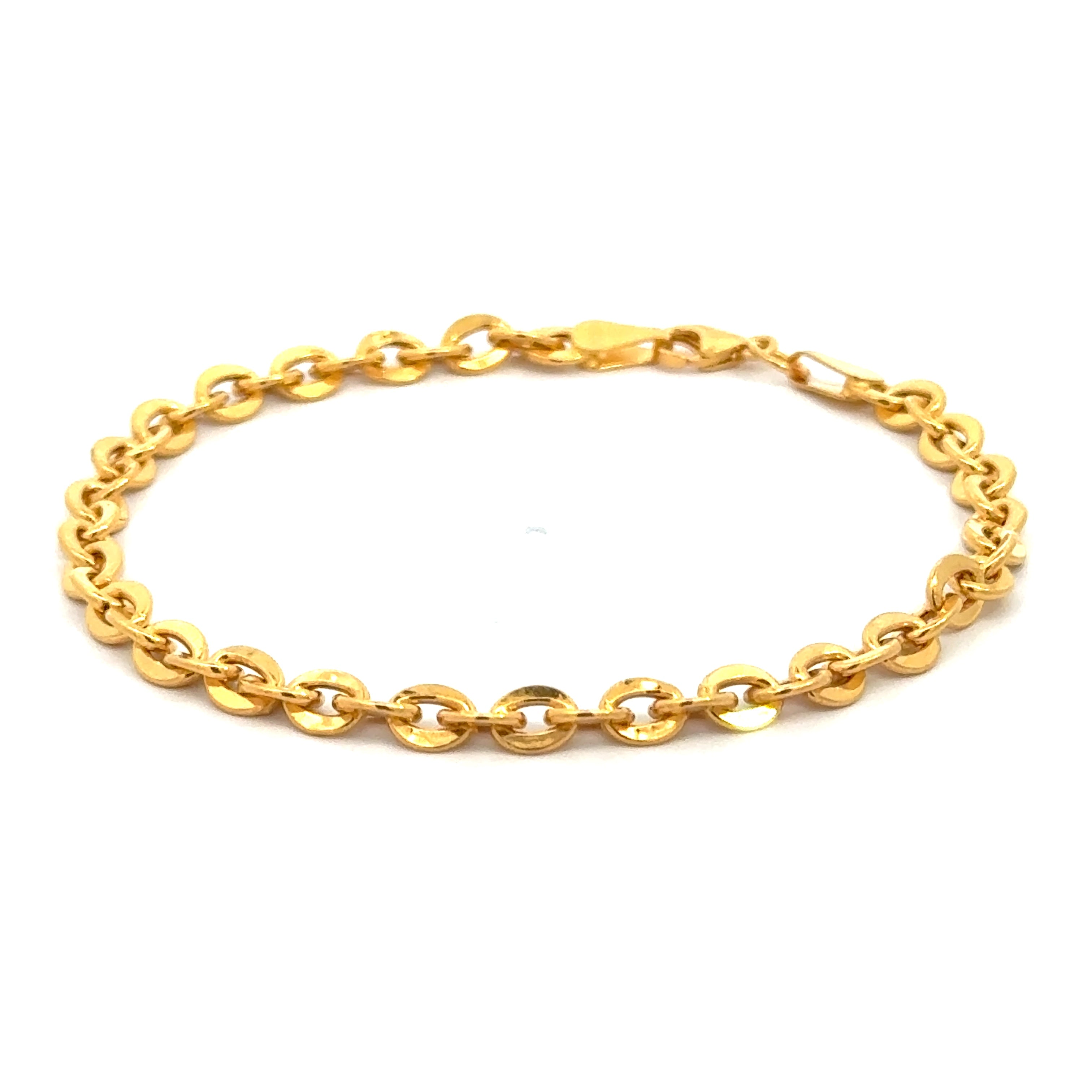 22k Yellow Gold Sleek Classic Link Bracelet measuring 4mm thickness x 7.44 inch length