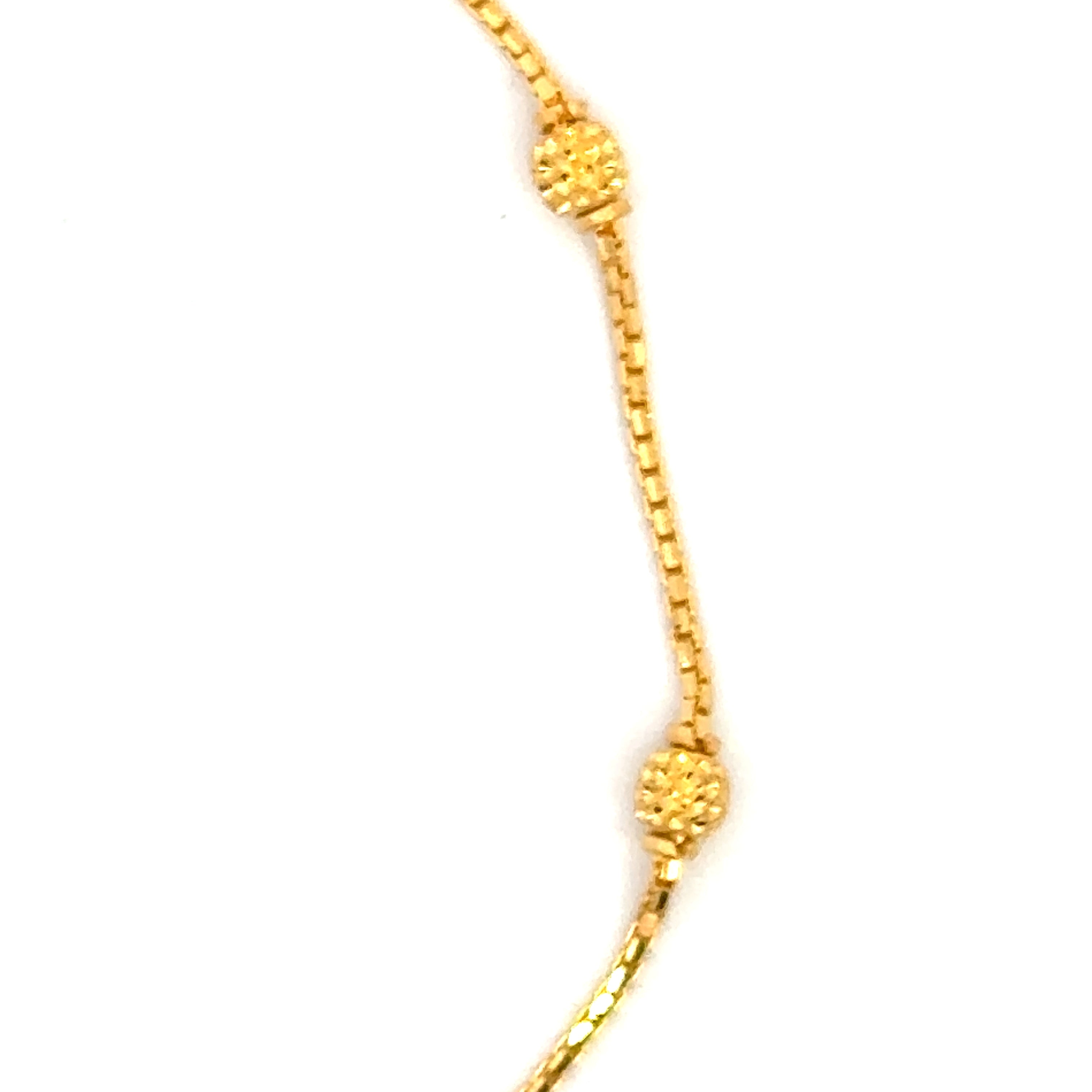 22k Yellow Gold Shimmering Textured Ball-Bead Bracelet measuring 3mm thickness x 7 inch length