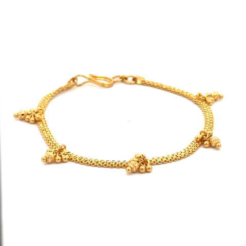 22k Yellow Gold Filigree Enchanting Charm Bracelet measuring 3mm thickness x 7.5 inch length