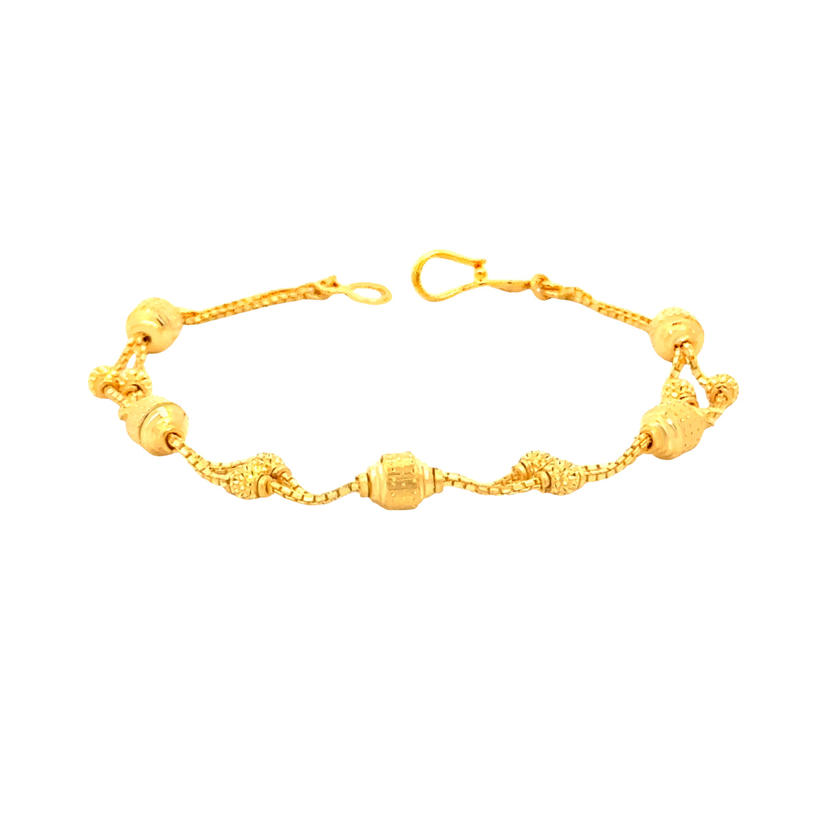 22k Yellow Gold Unique Vibrant Ball-Bead Bracelet measuring 6mm thickness x 7 inch length