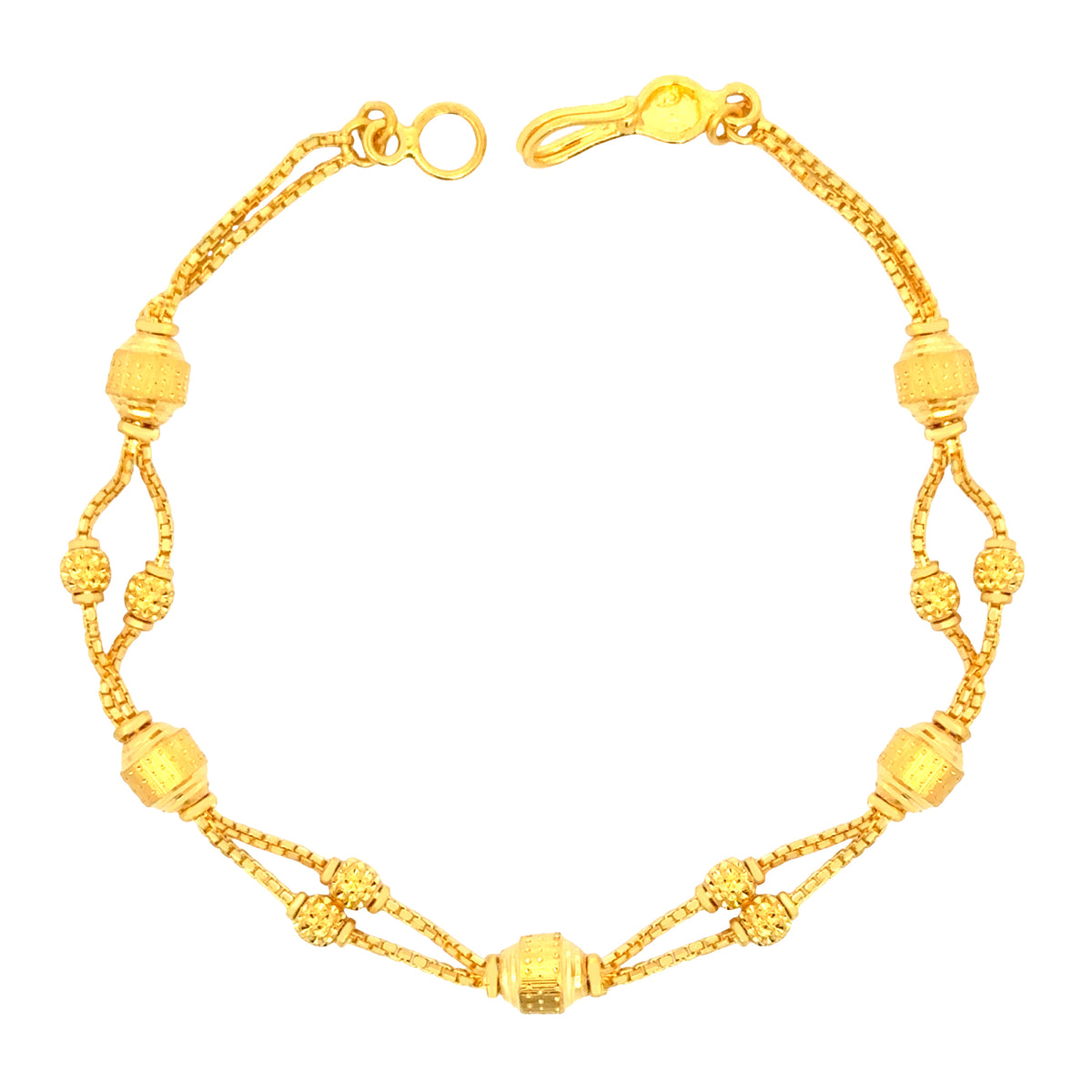 22k Yellow Gold Unique Vibrant Ball-Bead Bracelet measuring 6mm thickness x 7 inch length
