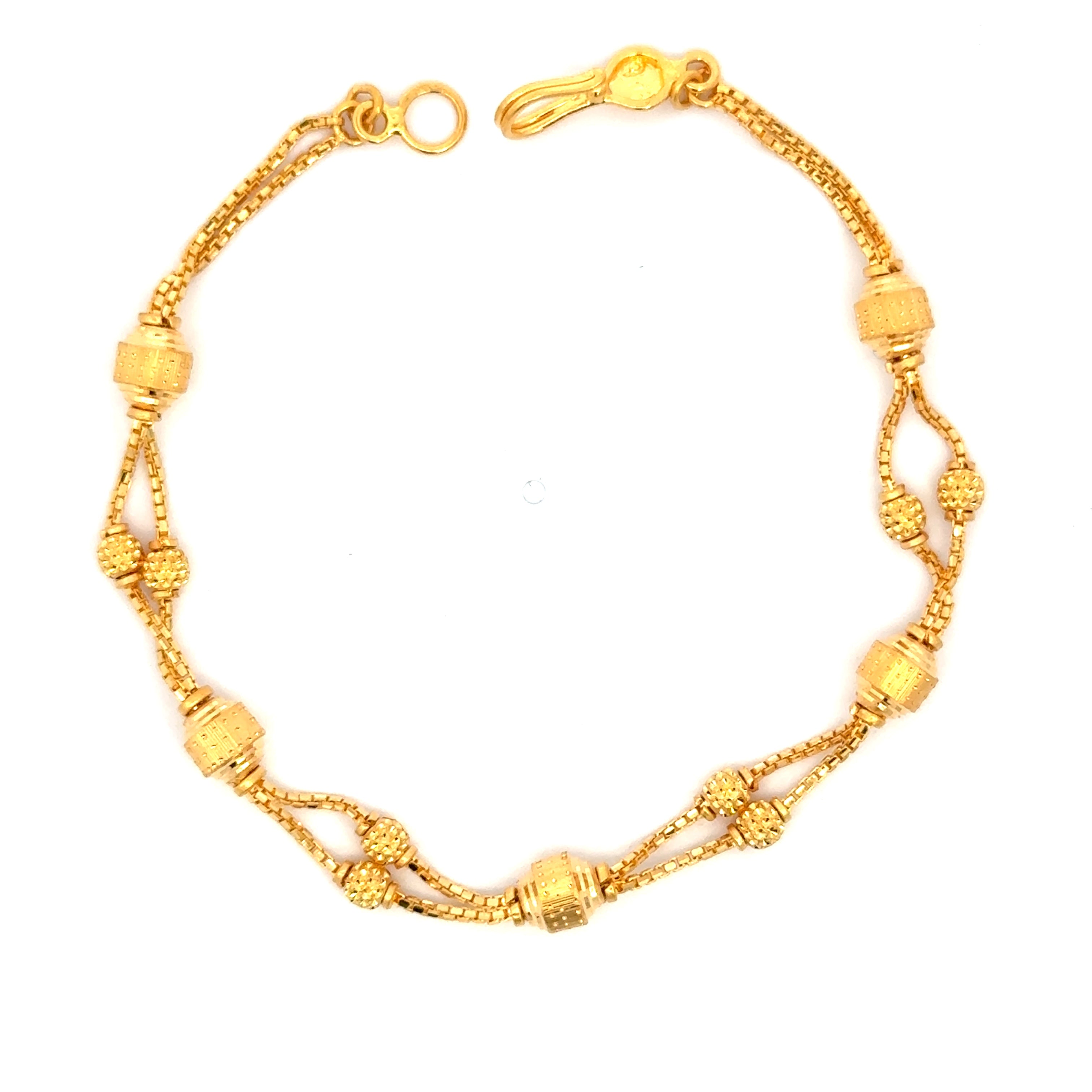 22k Yellow Gold Unique Vibrant Ball-Bead Bracelet measuring 6mm thickness x 7 inch length