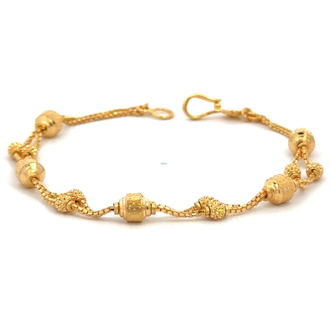 22k Yellow Gold Unique Vibrant Ball-Bead Bracelet measuring 6mm thickness x 7 inch length