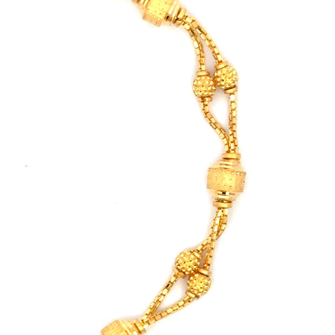 22k Yellow Gold Unique Vibrant Ball-Bead Bracelet measuring 6mm thickness x 7 inch length