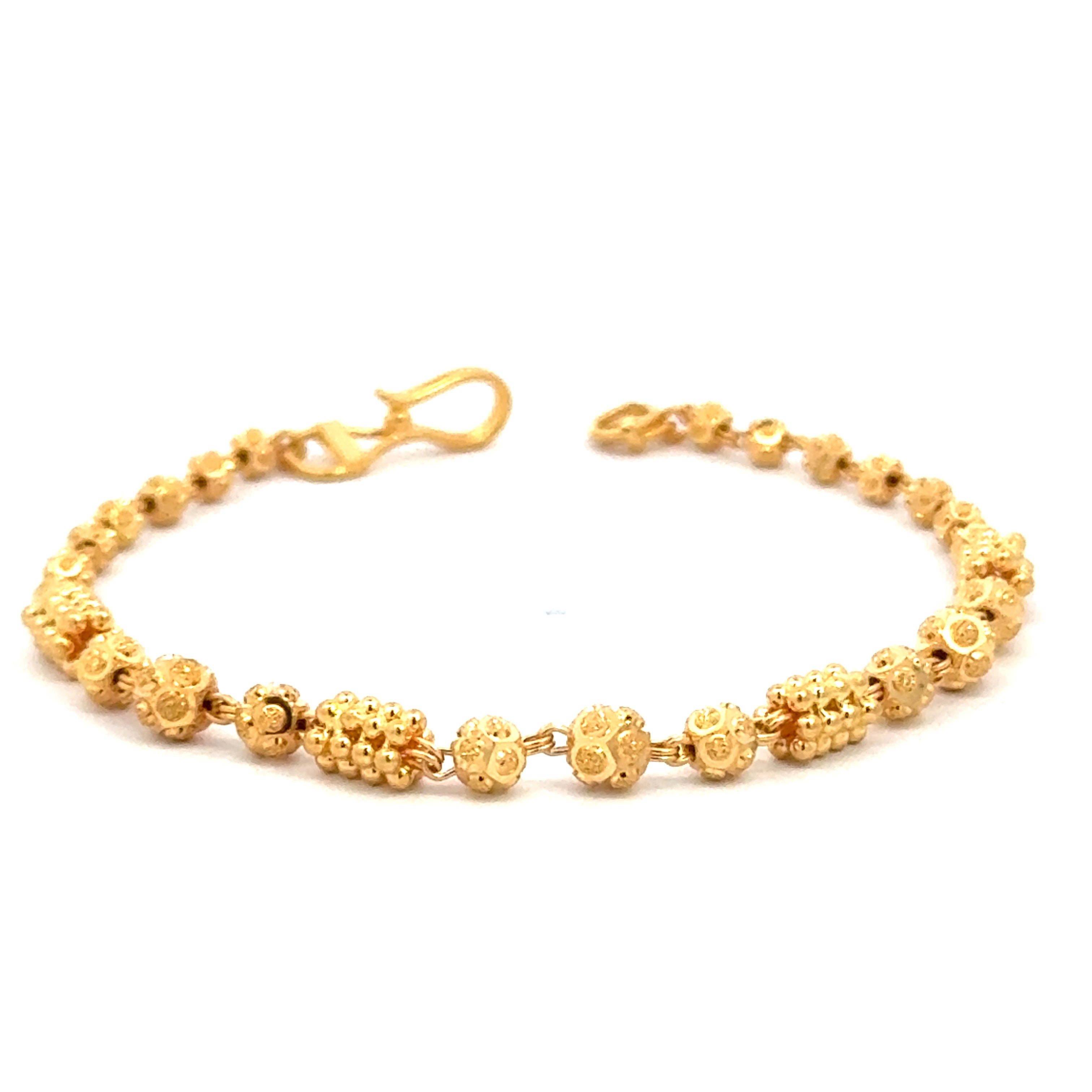 22k Yellow Gold Glimmering Beaded Ball-Bead Bracelet measuring 4mm thickness x 7 inch length