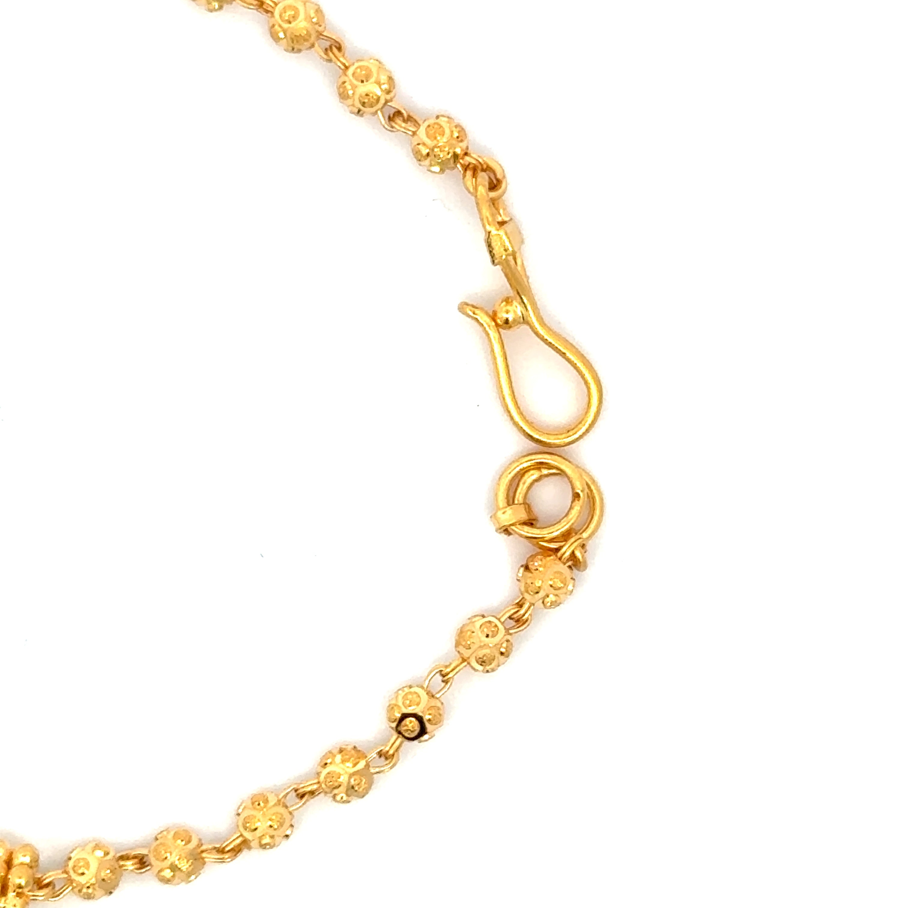 22k Yellow Gold Glimmering Beaded Ball-Bead Bracelet measuring 4mm thickness x 7 inch length