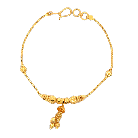 22k Yellow Gold Pristine Charm Ball-Bead Bracelet measuring 5mm thickness x 7 inch length