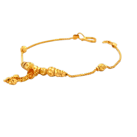 22k Yellow Gold Pristine Charm Ball-Bead Bracelet measuring 5mm thickness x 7 inch length