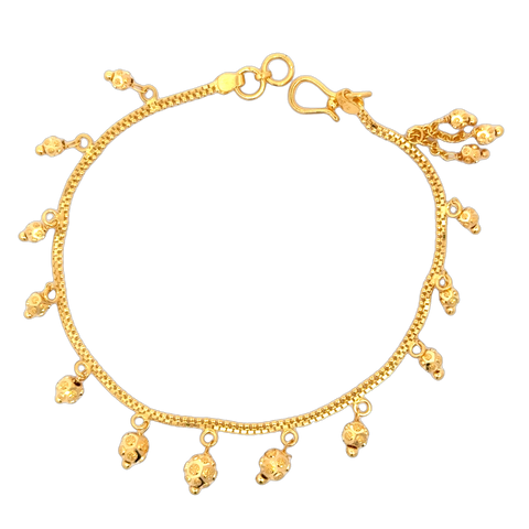 22k Yellow Gold Mesmerizing Charm Ball-Bead Bracelet measuring 2mm thickness x 7 inch length