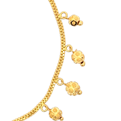 22k Yellow Gold Mesmerizing Charm Ball-Bead Bracelet measuring 2mm thickness x 7 inch length