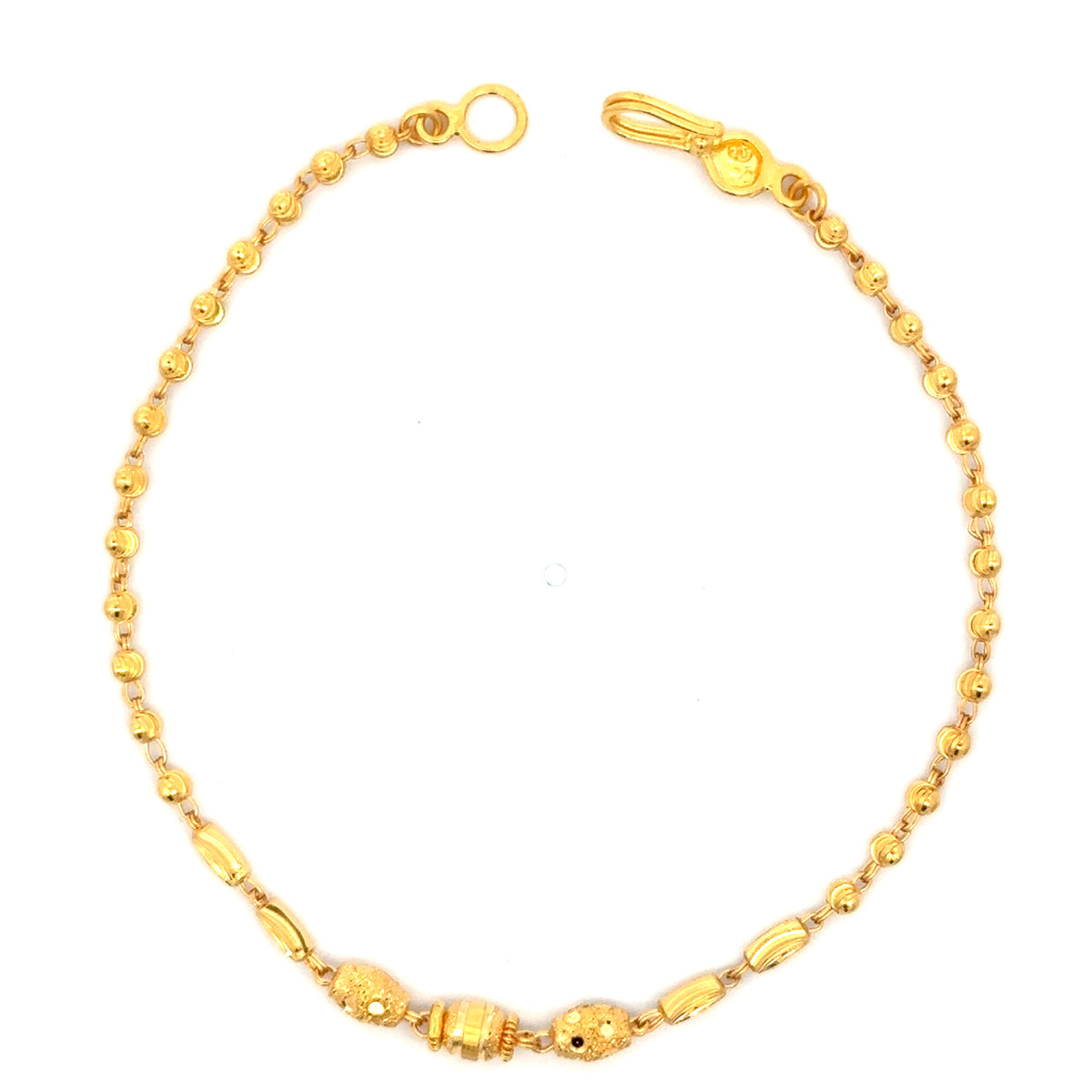 22k Yellow Gold Immaculate Beaded Ball-Bead Bracelet measuring 4mm thickness x 7 inch length