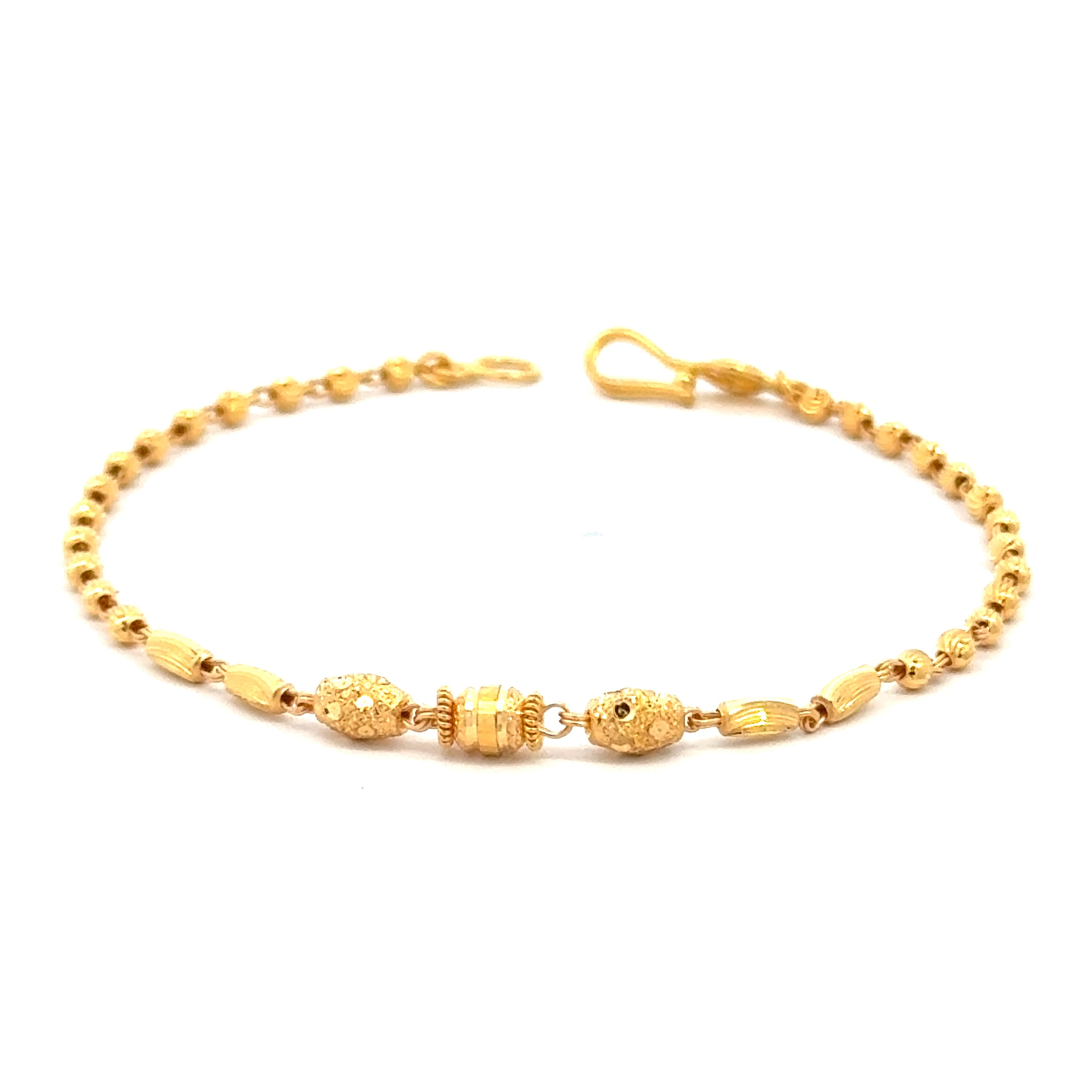 22k Yellow Gold Immaculate Beaded Ball-Bead Bracelet measuring 4mm thickness x 7 inch length