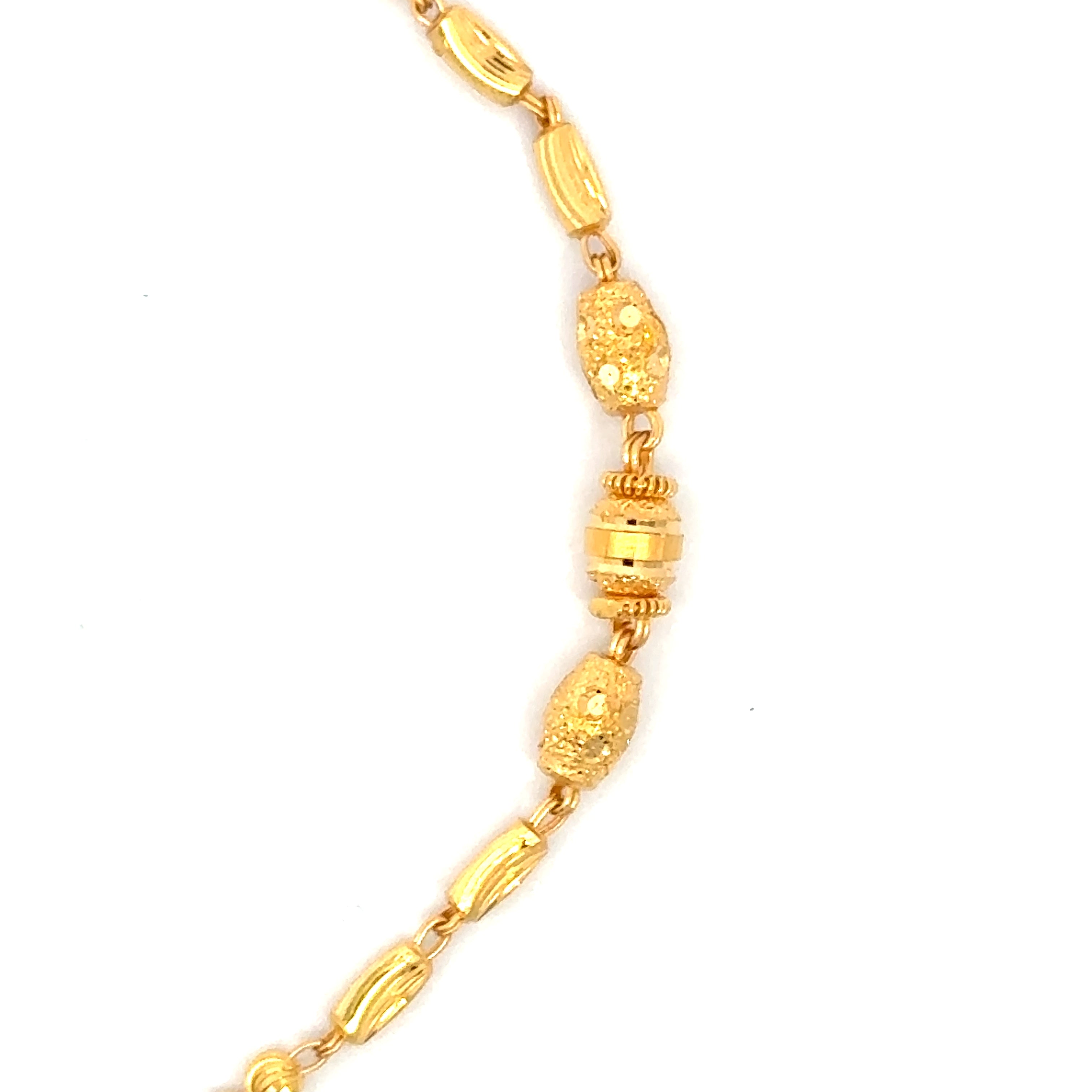 22k Yellow Gold Immaculate Beaded Ball-Bead Bracelet measuring 4mm thickness x 7 inch length