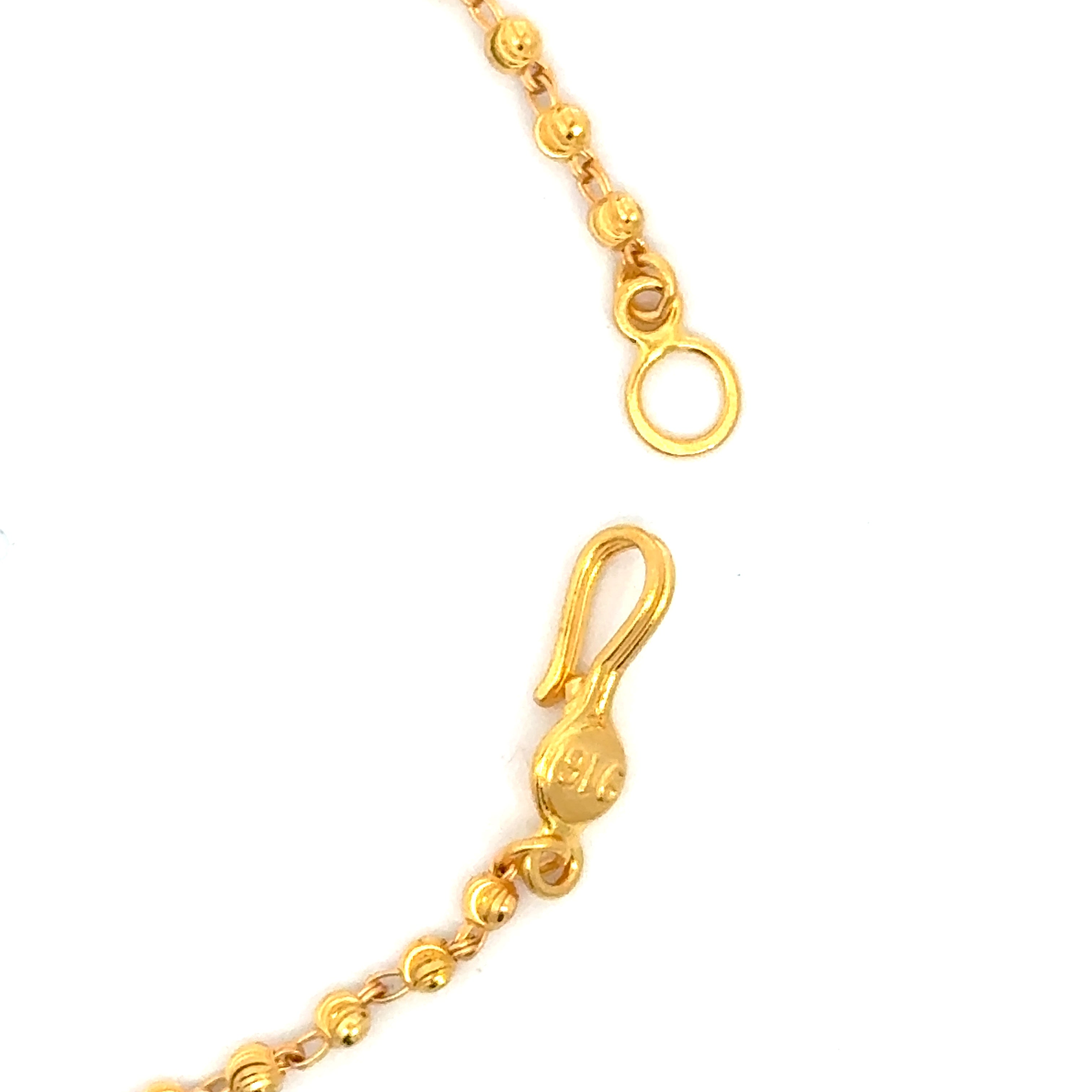 22k Yellow Gold Immaculate Beaded Ball-Bead Bracelet measuring 4mm thickness x 7 inch length