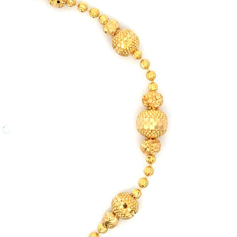 22k Yellow Gold Sleek Beaded Ball-Bead Bracelet measuring 6mm thickness x 7 inch length