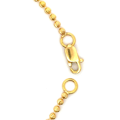 22k Yellow Gold Sleek Beaded Ball-Bead Bracelet measuring 6mm thickness x 7 inch length