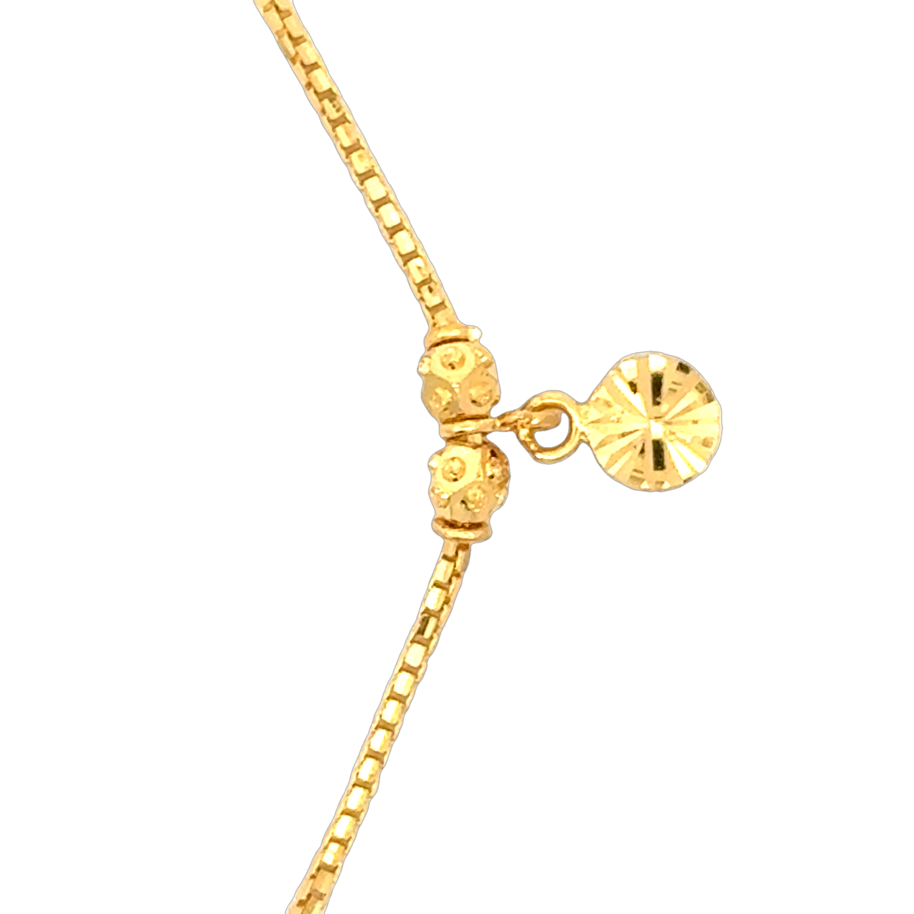 22k Yellow Gold Majestic Charm Ball-Bead Bracelet measuring 3mm thickness x 7.5 inch length