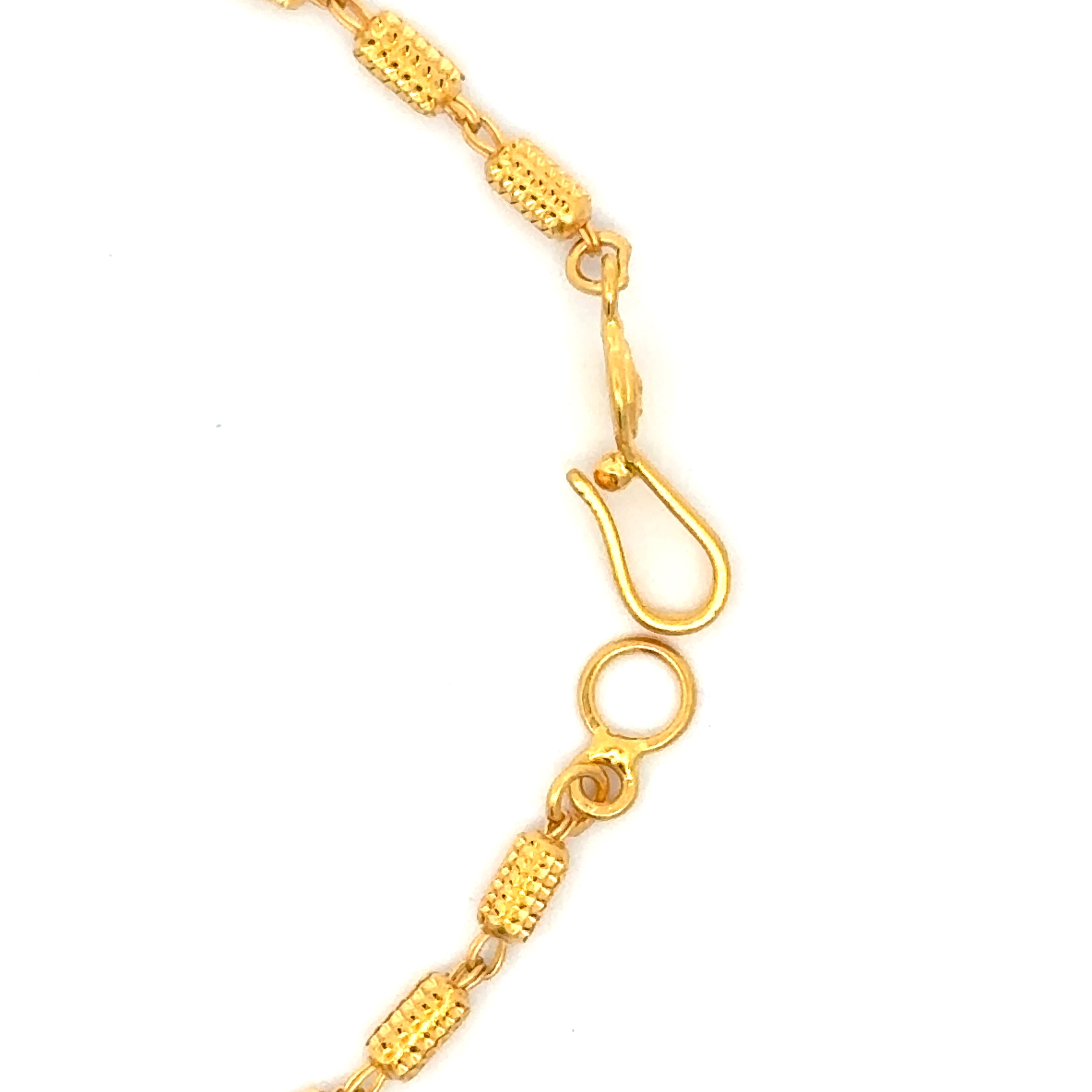 22k Yellow Gold Radiant Bullet Charm Bracelet measuring 5mm thickness x 7 inch length