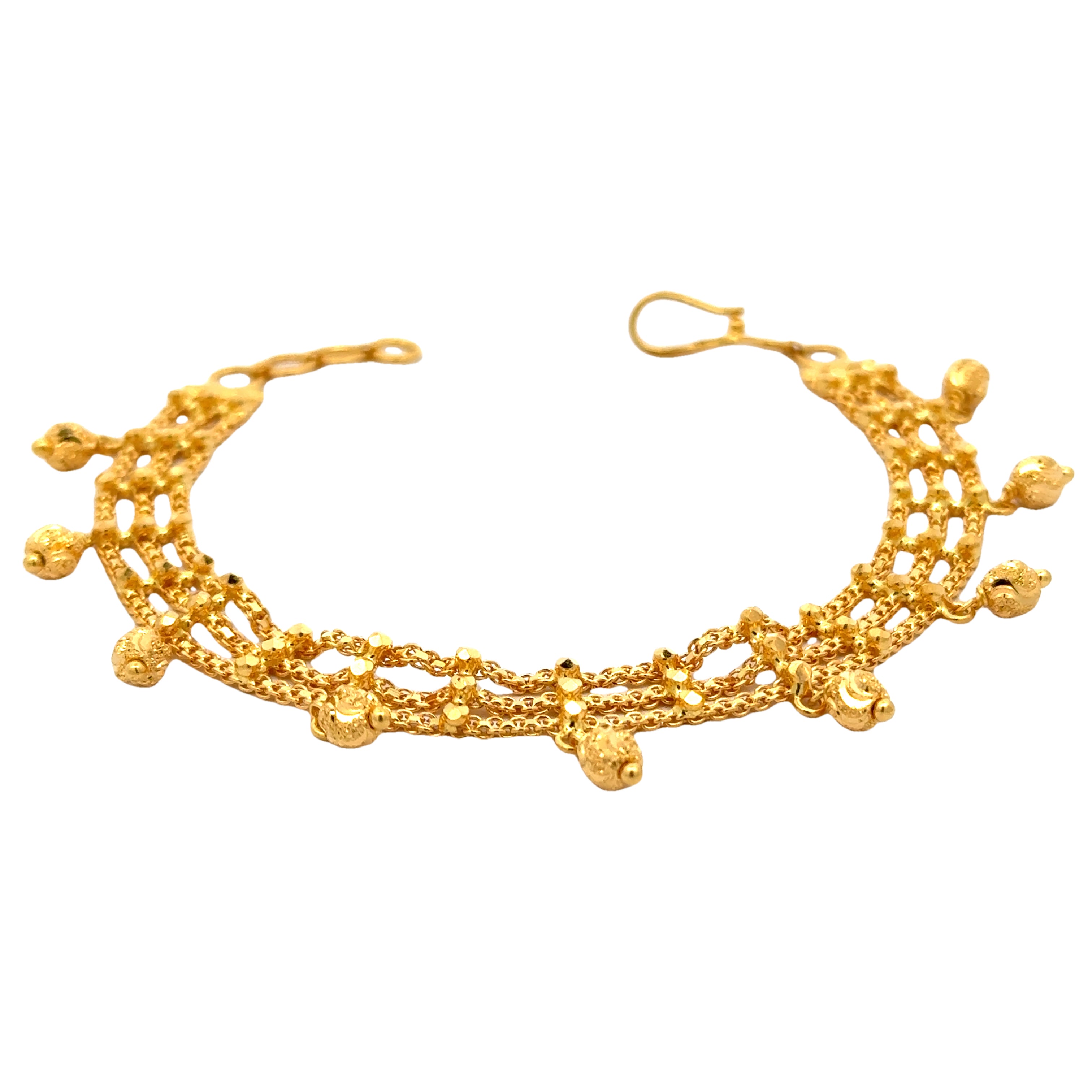 22k Yellow Gold Pata Charm Bracelet measuring 8mm thickness x 7.5 inch length