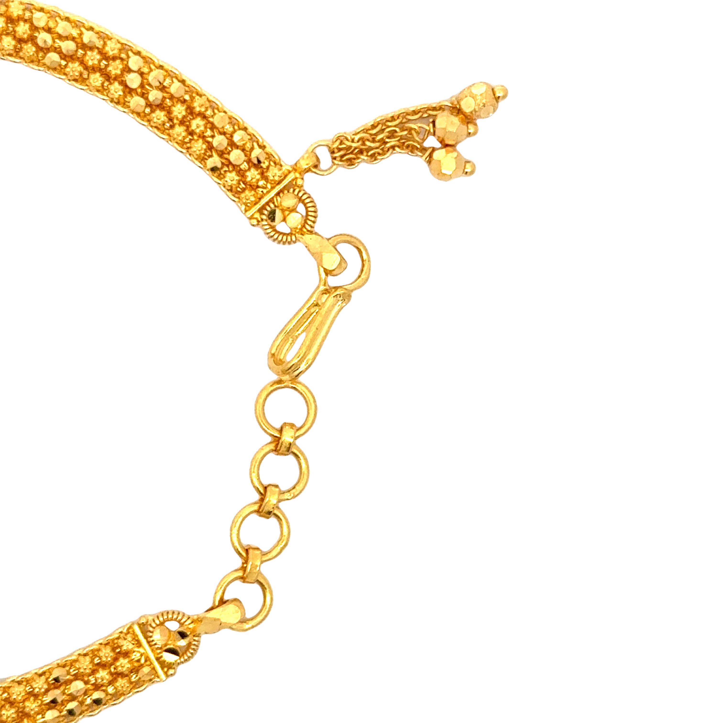 22k Yellow Gold Charm Chain Bracelet measuring 5mm thickness x 7.5 inch length