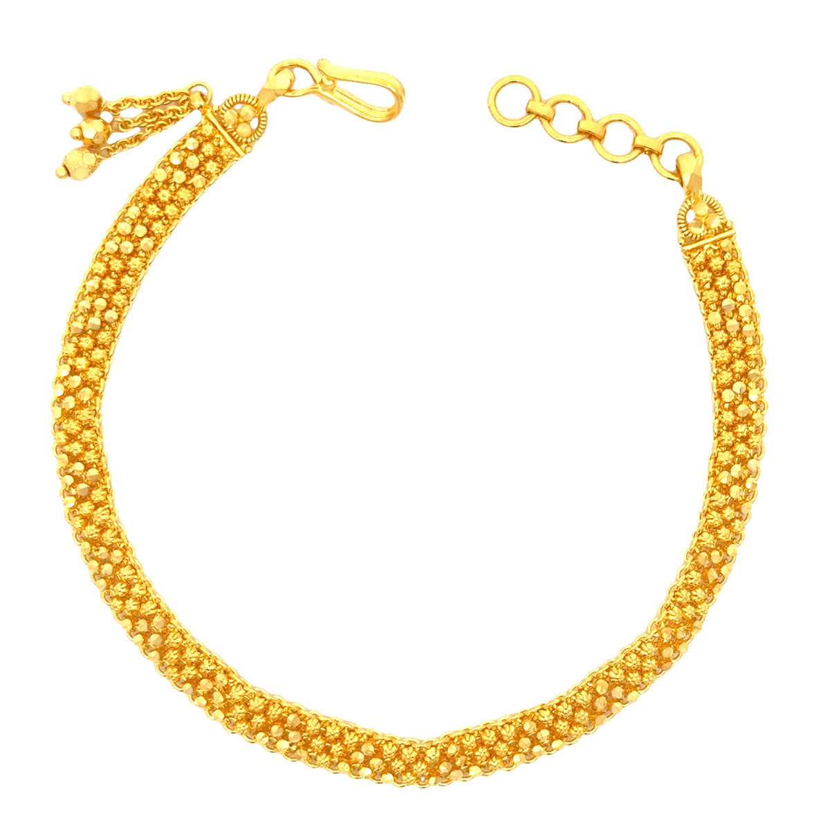 22k Yellow Gold Charm Chain Bracelet measuring 5mm thickness x 7.5 inch length