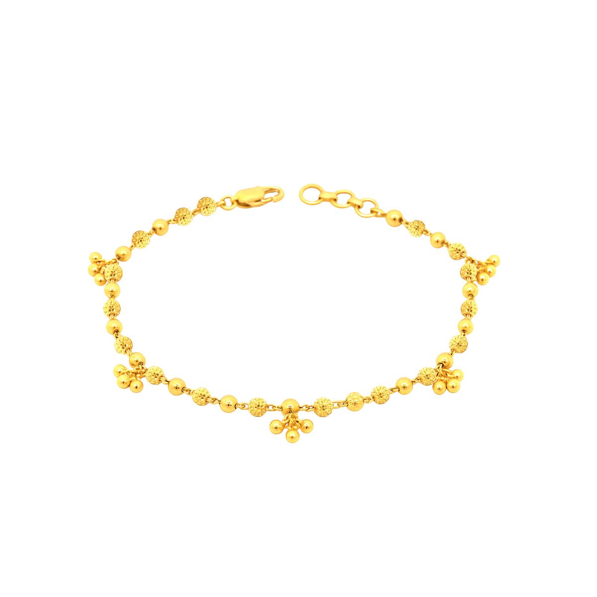 22k Yellow Gold Ball-Bead Bracelet measuring 3mm thickness x 7 inch length