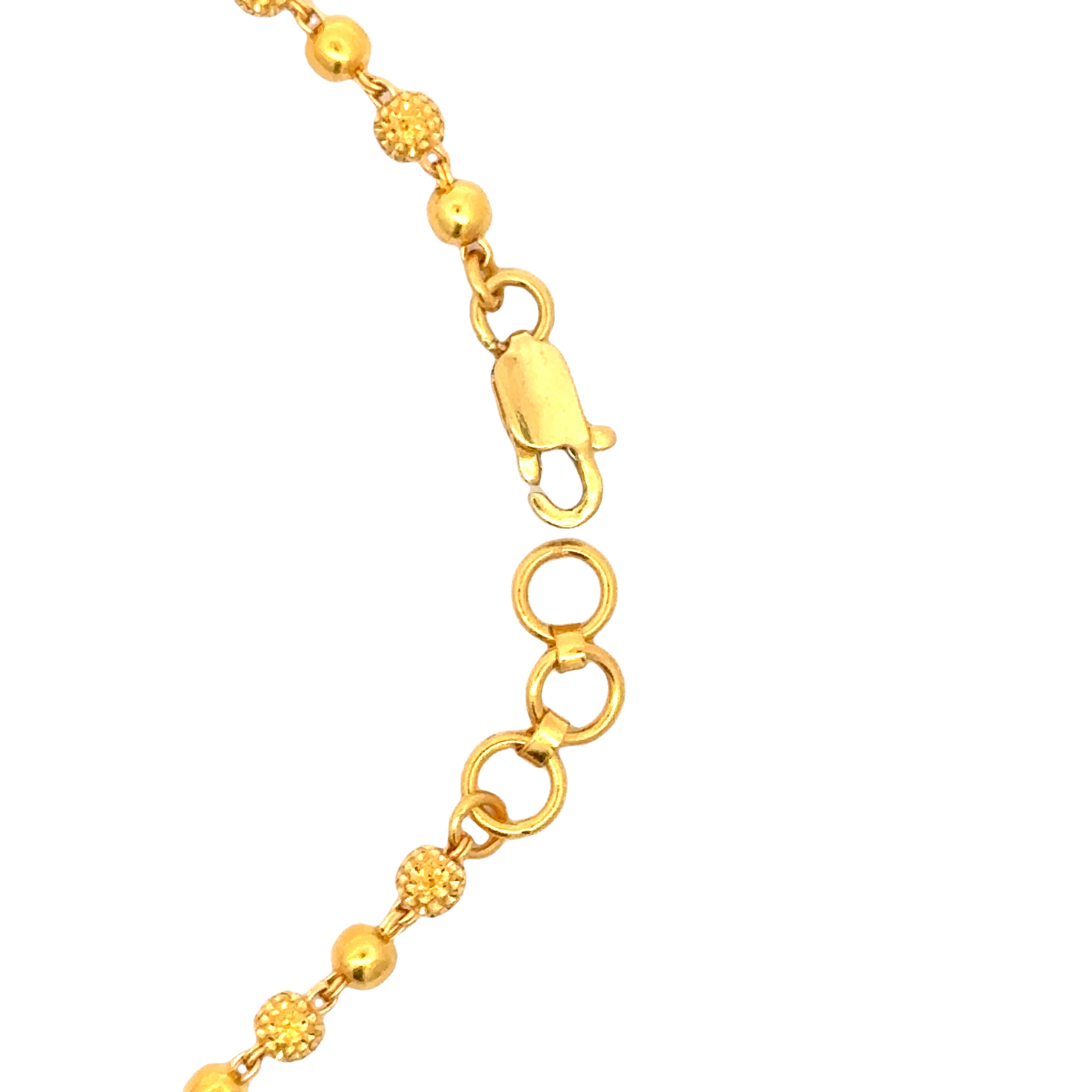 22k Yellow Gold Ball-Bead Bracelet measuring 3mm thickness x 7 inch length