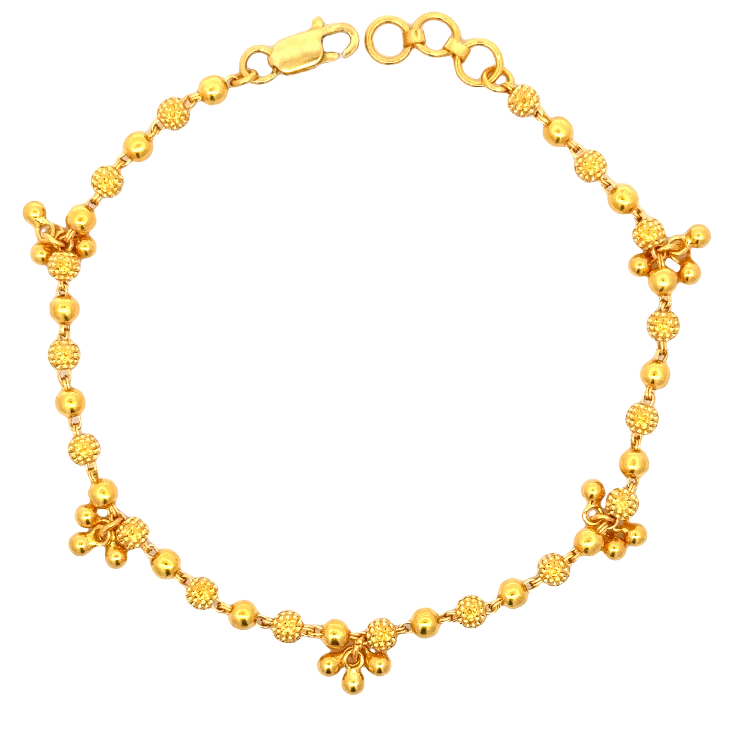 22k Yellow Gold Ball-Bead Bracelet measuring 3mm thickness x 7 inch length