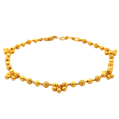 22k Yellow Gold Ball-Bead Bracelet measuring 3mm thickness x 7 inch length