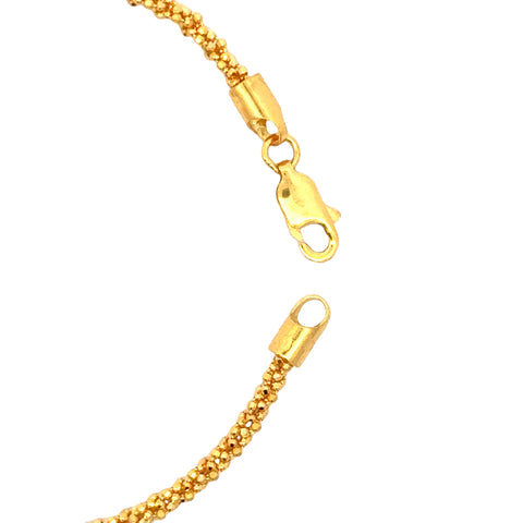22k Yellow Gold Filigree Bracelet measuring 2mm thickness x 7 inch length